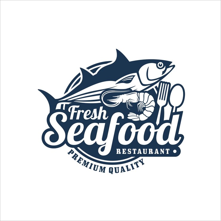 Vettore logo premium del ristorante di pesce fresco