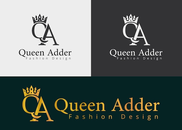 Logo QA del marchio di moda Queen Adder con una corona sulla Q