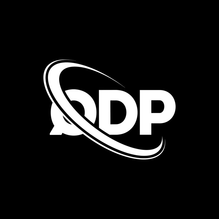 Vettore logo qdp lettera qdp lettera logo design iniziali logo qdp collegato con cerchio e maiuscolo monogramma logo qdp tipografia per il business tecnologico e marchio immobiliare