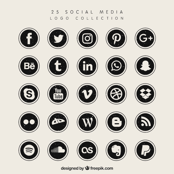 Vettore logo raccolta social media nero