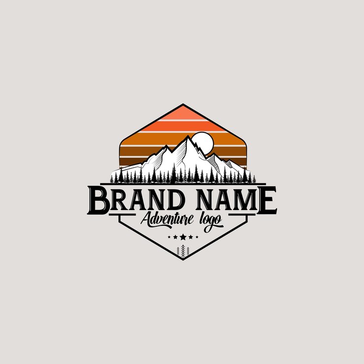 Logo retrò avventura spedizione in montagna
