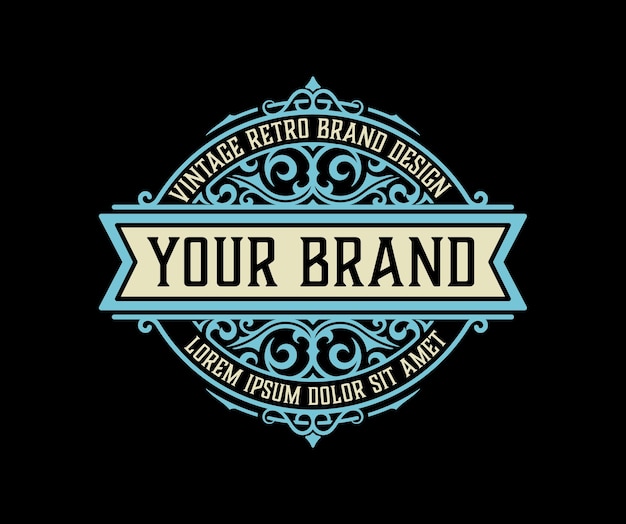 Logo retrò vintage con ornamenti floreali