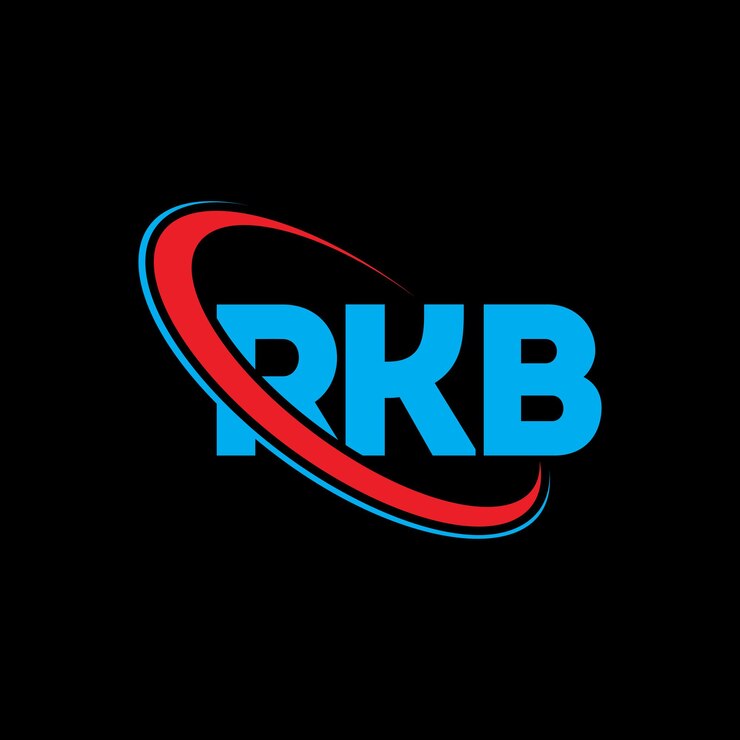 Vettore logo rkb lettera rkb lettere logo design iniziali logo rkb collegato con cerchio e maiuscolo monogramma logo tipografia rkb per il business tecnologico e marchio immobiliare