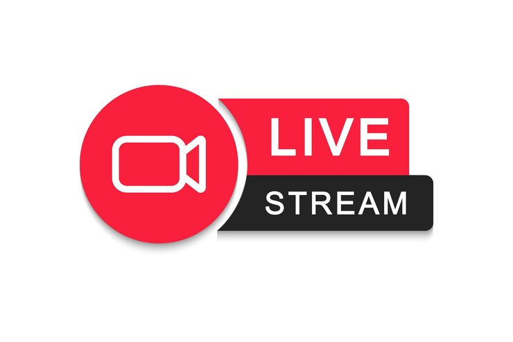 Vettore logo streaming in diretta icona streaming in diretta pulsante trasmissione in diretta