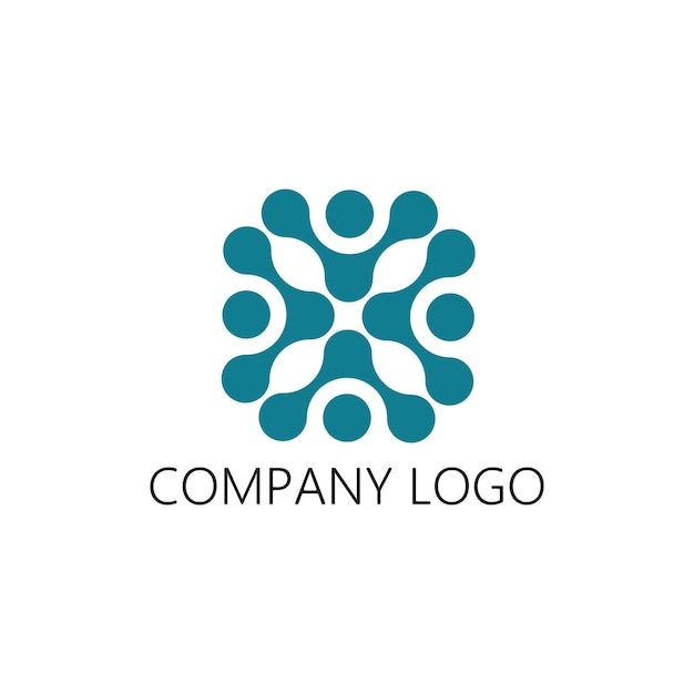 Logo tecnologico astratto con disegno di connessione di rete