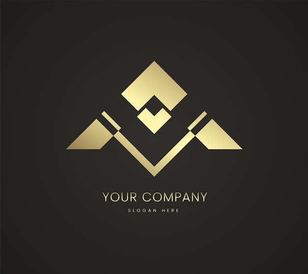 Logo triangolo premium con design a forma di metallo dorato Triangolo dorato per design con marchio di prodotti premium