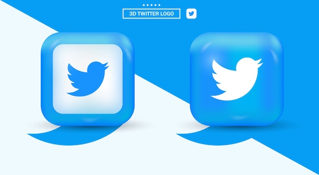 Logo Twitter con angoli arrotondati dai loghi dei social media in stile moderno