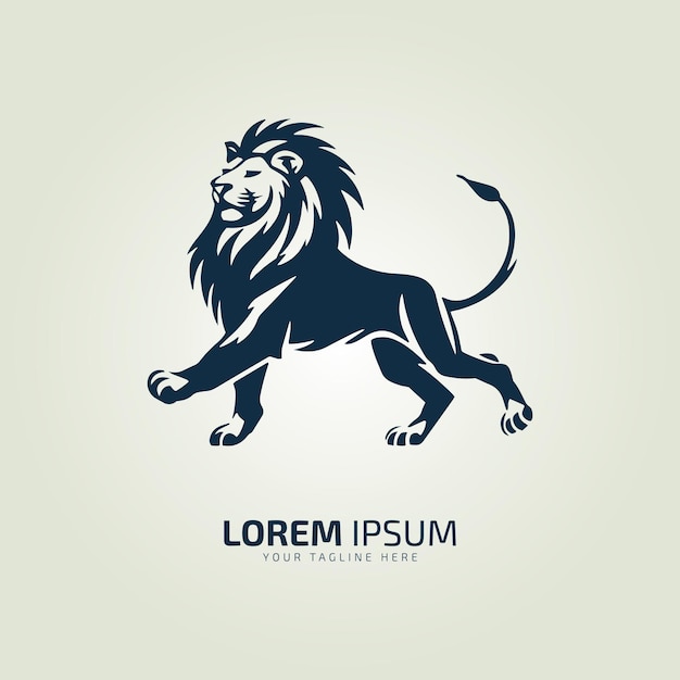 Logo vettoriale a silhouette dell'emblema del leone maestoso con sfondo bianco