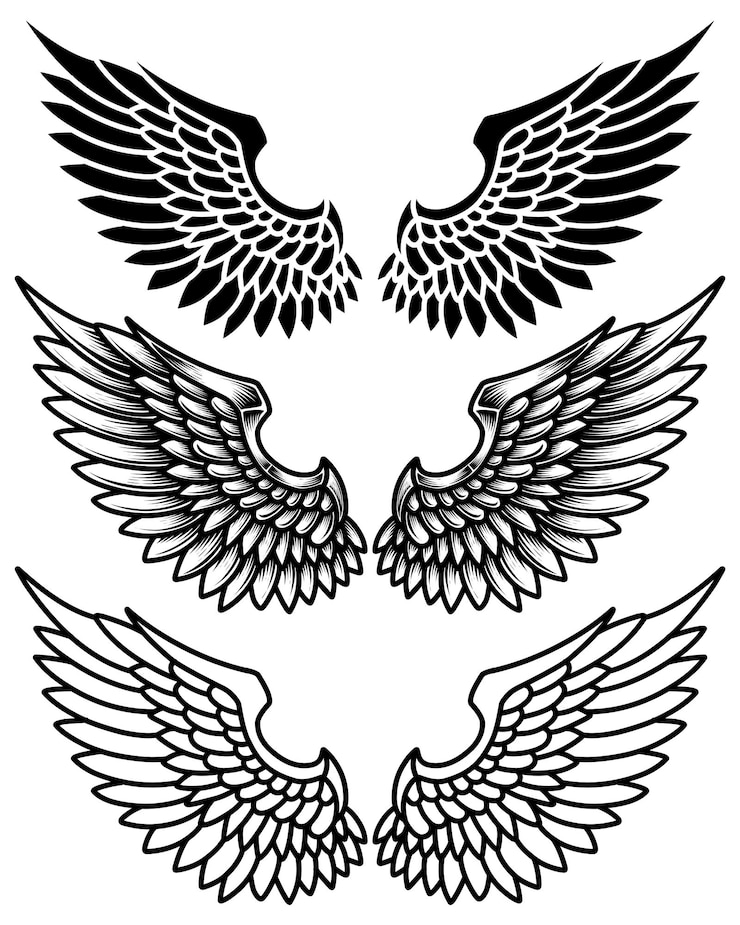 Vettore logo vettoriale ala d'angelo tatuaggio vintage disegno tribale