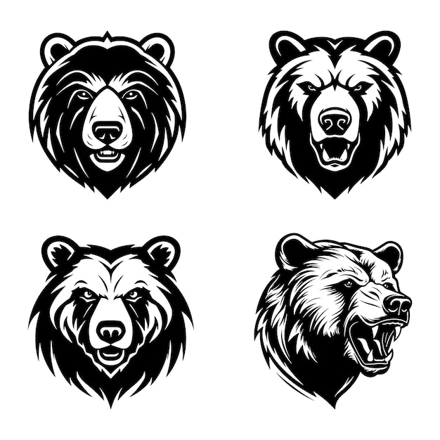 Logo vettoriale nero dell'orso con sfondo bianco