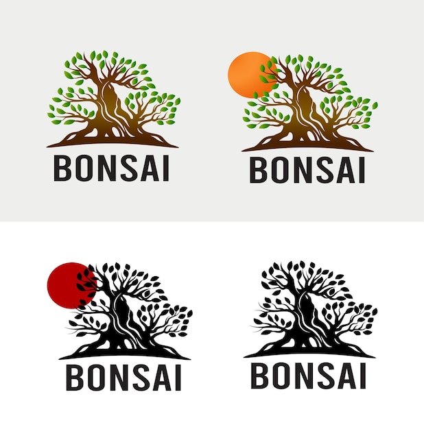 Logo vintage albero bonsai