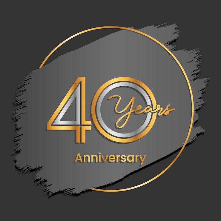 Vettore logotipo del 40° anniversario numero d'oro e d'argento modello vettoriale del logo a doppia linea