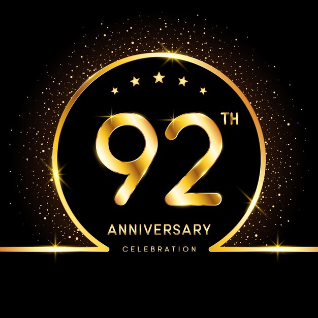 Logotipo del 92° anniversario Logo dell'anniversario d'oro con modello vettoriale del logo del numero d'oro