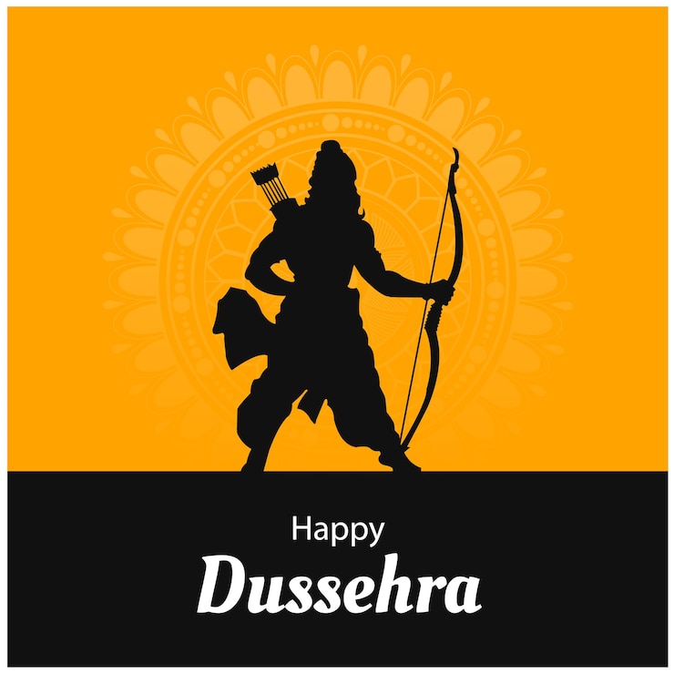 Vettore lord rama happy dussehra navratri festival celebration india holiday background
