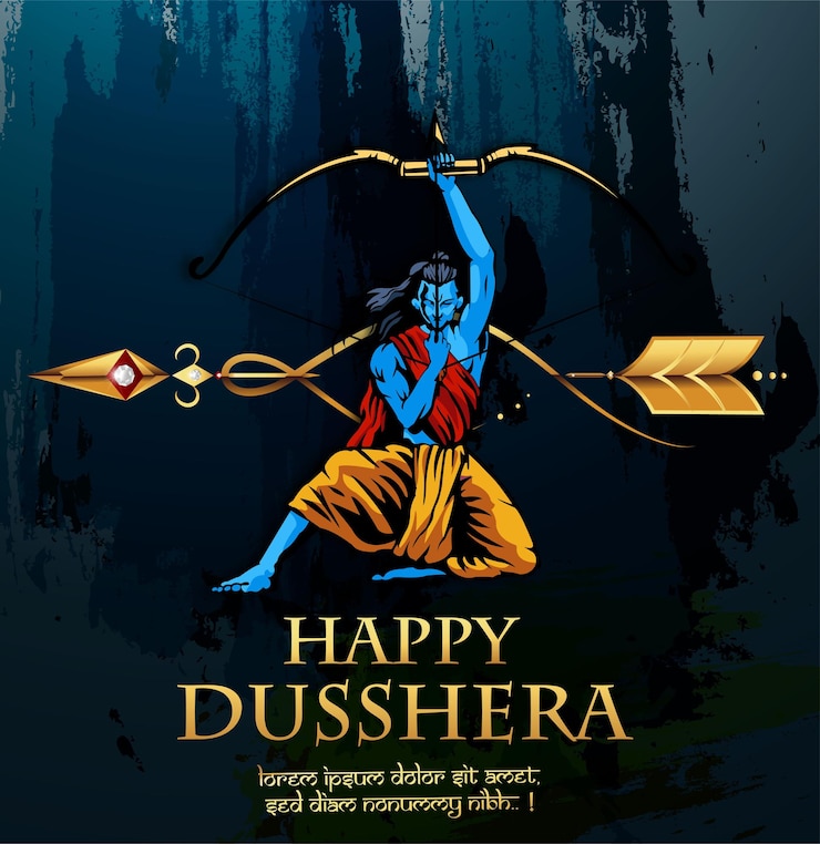 Vettore lord rama uccide ravana nel festival di navratri per il festival indù happy dussehra vijayadashami