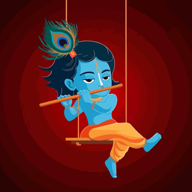 Vettore lord sree krishna illustrazione concetto di sfondo creativo