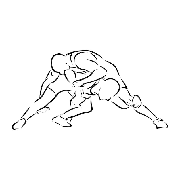 Lotta grecoromana Contorno isolato nero Competizione sportiva o allenamento Sagome vettoriali
