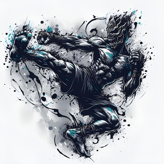 lottatore di arti marziali vettoriale con calci alti in illustrazione di pixel art