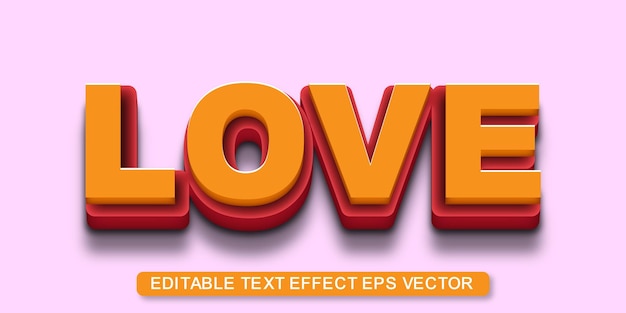 Love color orange editable 3d text effect eps vector