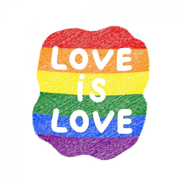 Love is love LGBTQ orgoglio arcobaleno poster slogan