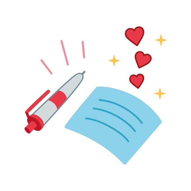 Love Letter nota illustrazione Icona di San Valentino Illustrazione vettoriale in doodle