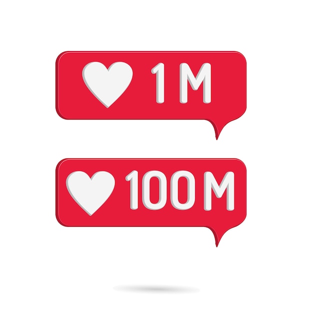 Love post 1 M, illustrazione del pulsante 100 M, con colore blu e viola