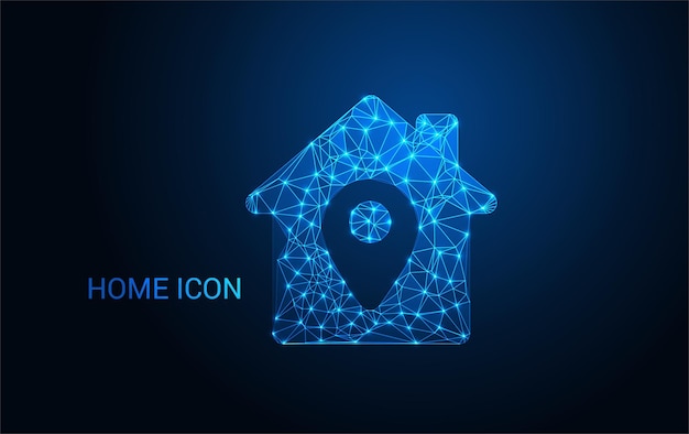 Low Poly Home Icon Design Simbolo di casa 3D stilizzato per applicazioni Giochi Mappe UI ed elementi di interfaccia digitale