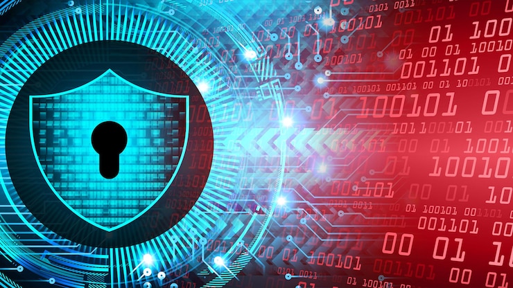 Vettore lucchetto chiuso su sfondo digitale, sicurezza informatica