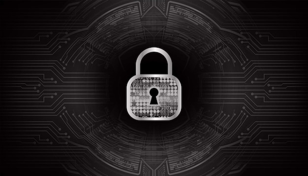 Lucchetto chiuso sulla sicurezza informatica di sfondo digitale