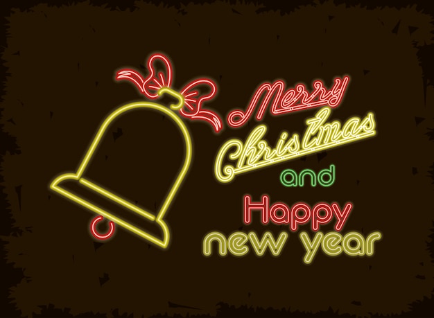Luce al neon di Merry Christmas card
