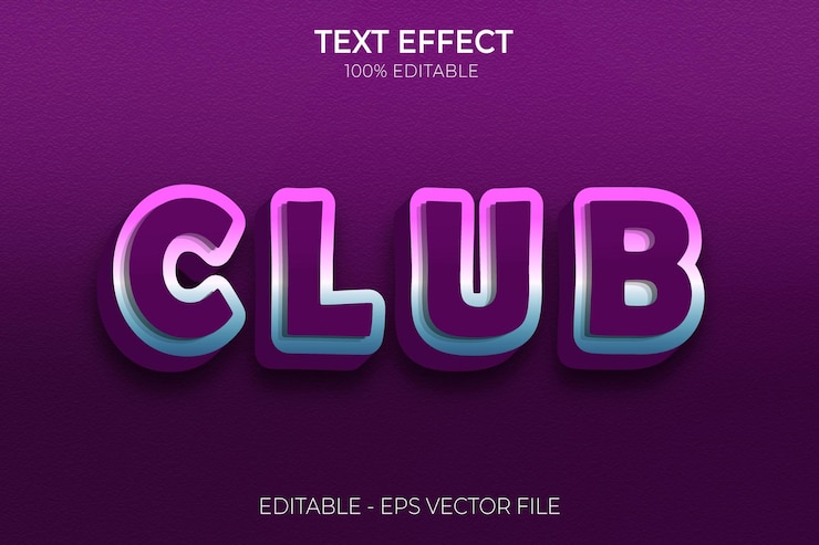 Luce al neon effetto testo del club Vettore premium modificabile in stile testo in grassetto