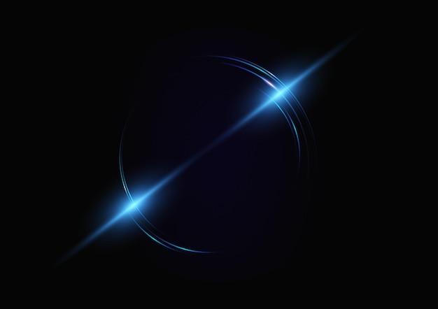 Luce circolare moderna astratta, effetto tecnologia ad anello su sfondo nero illustrazione vettoriale.
