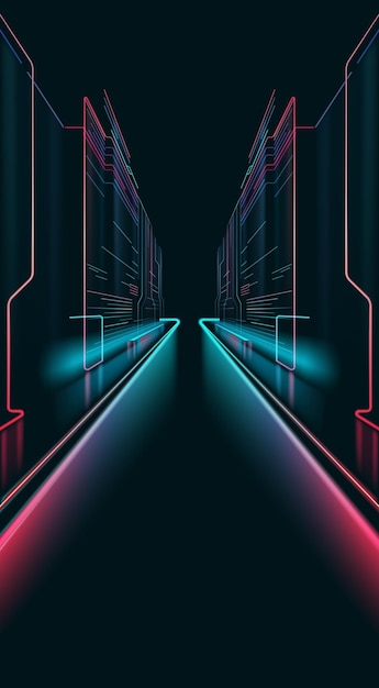 Luci al neon della grande città Illustrazione vettoriale Schizzo per la creatività