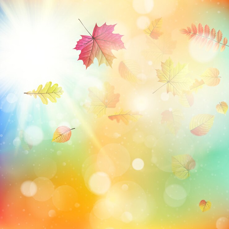 Vettore luci del bokeh e foglie di autunno