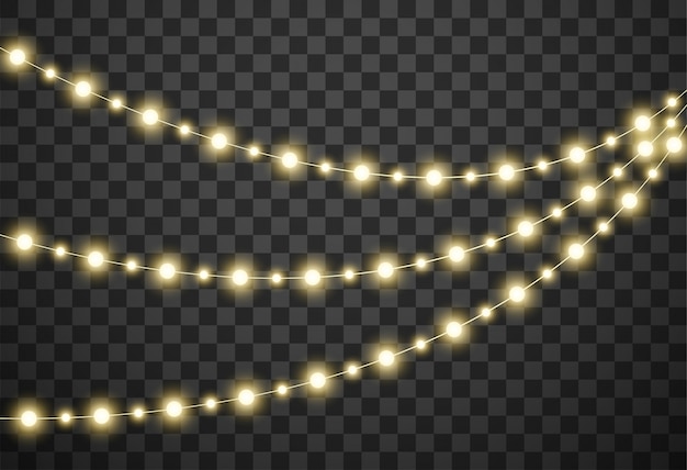 Luci di Natale isolati su sfondo trasparente