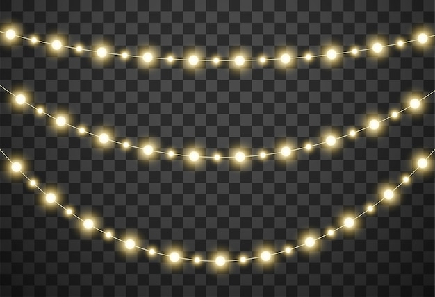 Luci di Natale isolati su sfondo trasparente
