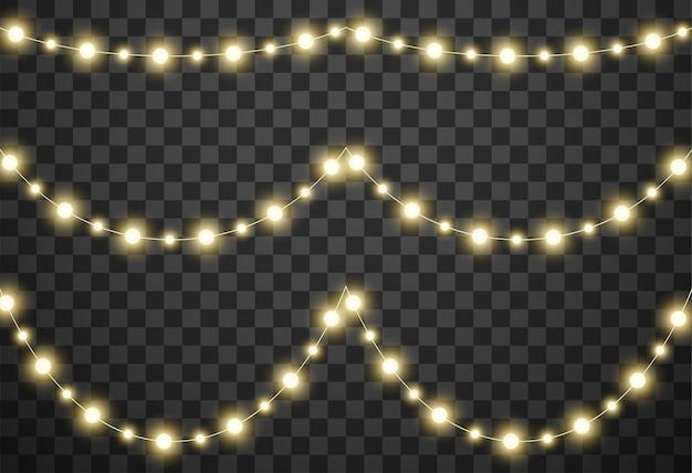 Luci di Natale isolati su sfondo trasparente