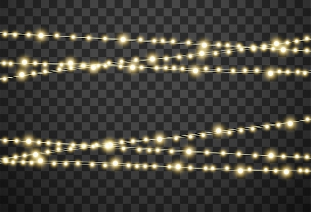 Luci di Natale su sfondo trasparente