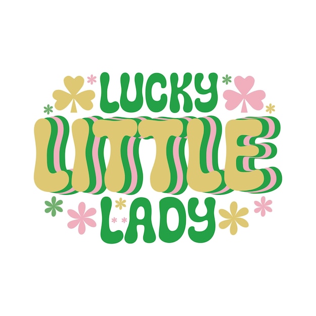 Lucky Little Lady e il giorno di San Patrizio Retro Svg Design File Download Digitale