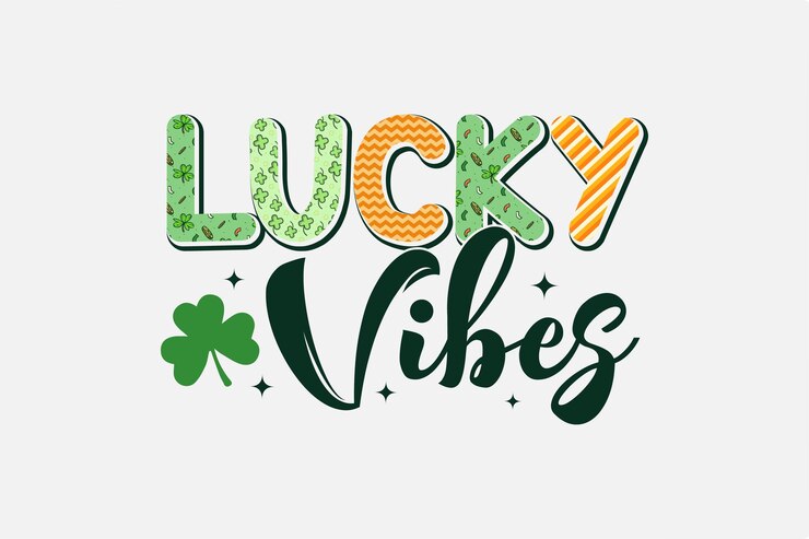Vettore lucky vibes st. patrick's day tipografia sublimation t shirt design