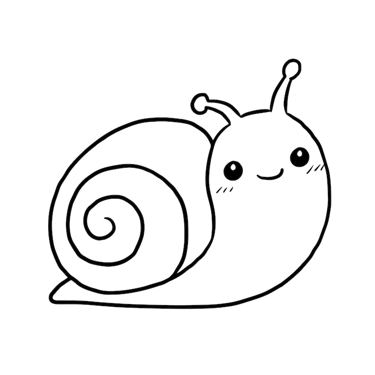 lumaca cartone animato animale carino kawaii doodle da colorare pagina disegno