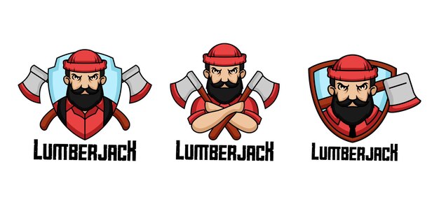 Lumberjack retro distintivo logo design mascotte