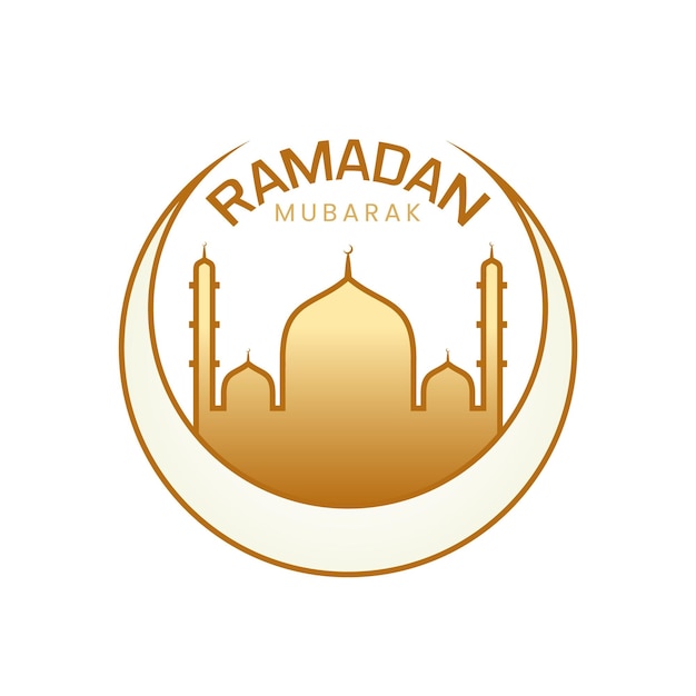 Luna crescente con il logo Ramadan Mubarak della moschea