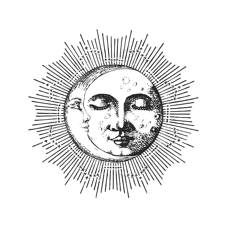 Luna e Mezzaluna nelle illustrazioni vettoriali di alone