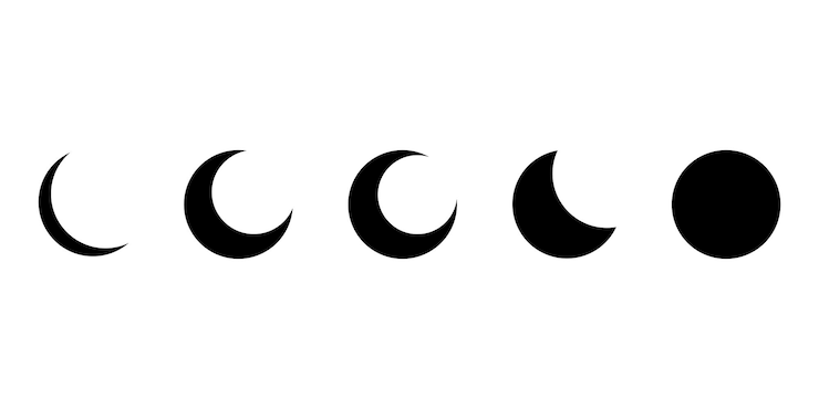Vettore luna piena. luna in stile minimal su sfondo bianco. illustrazione del disegno vettoriale.