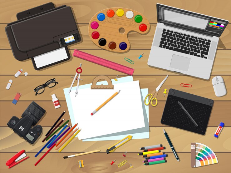 Vettore luogo di lavoro di artisti o designer.