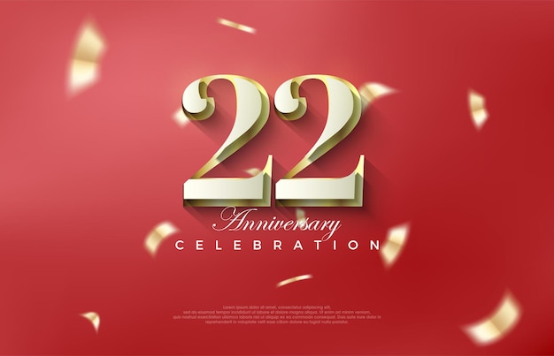 Lussuoso 22° anniversario con numeri 3D classici Sfondi vettoriali premium Sfondio vettoriale premium per saluti e celebrazioni