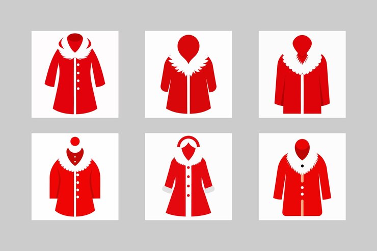 Vettore lussuoso cappotto rosso con morbida pelliccia bianca festive vector art