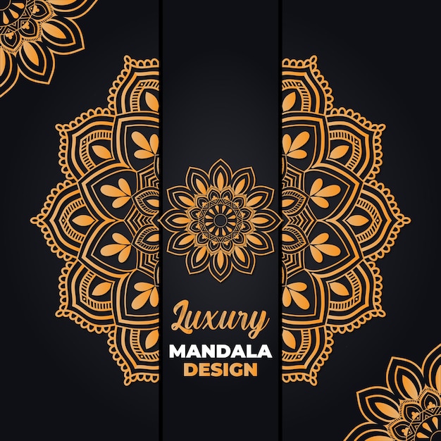 Lussuoso design mandala ornamentale e nuziale e sfondo islamico in colore dorato