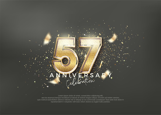 Lussuoso ed elegante design premium numero 57 per la celebrazione Vettore premium per il saluto di celebrazione del banner poster